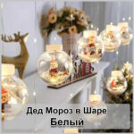 Гірлянда завіса штора Кулі з наповненням Дід Мороз, 3м, 10 куль LED USB — фото 2
