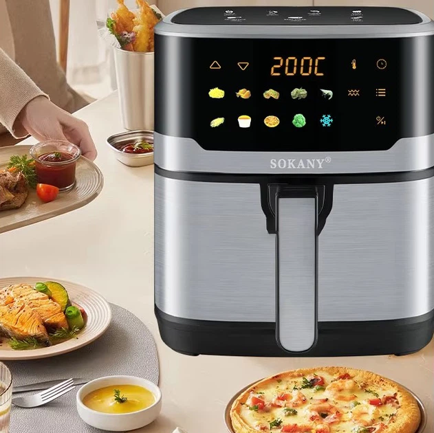 Аерофритюрниця Sokany SK 10085 2200W Аерогриль безмасляна мультипіч для приготування без олії 12л з сенсорним керуванням