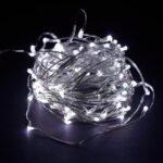 Новорічні гірлянди. Мідна дротяна лампа 100LED 10м (батарейки) Колір білий Силіконовий провід — фото 3