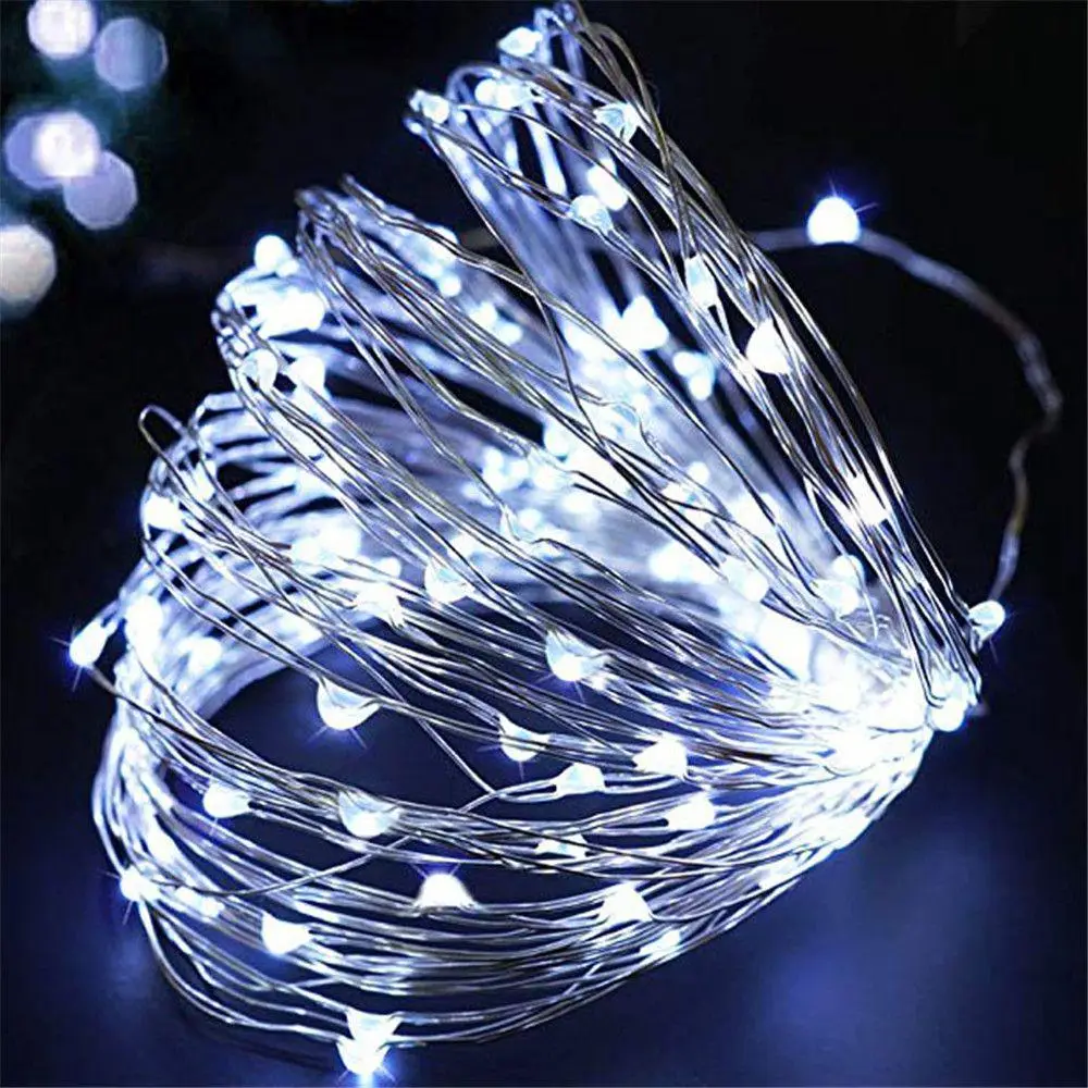 Гірлянда нитка Роса від USB, 30м, 300LED + пульт, Холодний білий