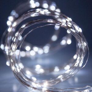 Новорічні гірлянди. Мідна дротяна лампа 100LED 10м (батарейки) Колір білий Силіконовий провід