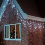 Холодний білий Новорічна святкова гірлянда бахрома 120 Led прозорий провід 3х0.5 м