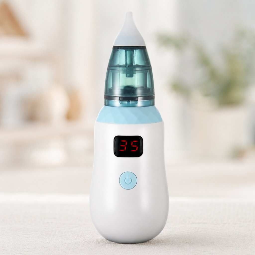 Аспіратор дитячий акумуляторний 2-в-1 BABY NOSE з LED-дисплеєм та регулятором потужності