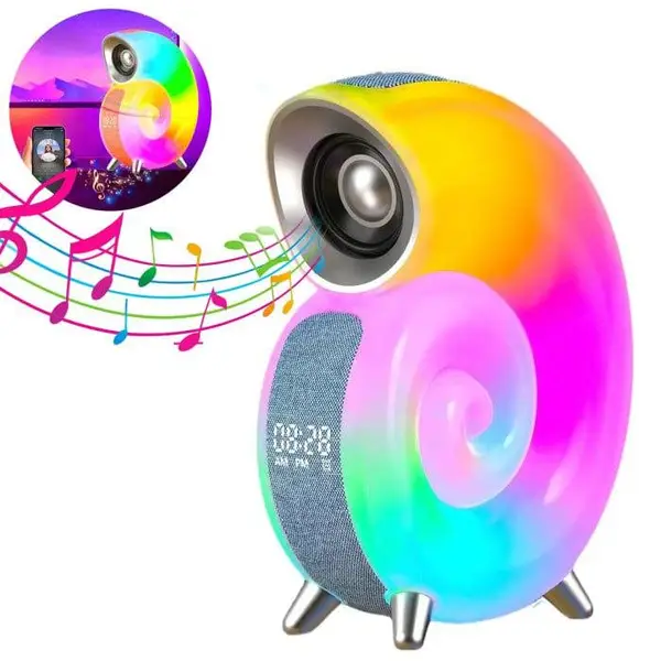 Бездротова розумна колонка нічник Равлик Conch Music Light 4 в 1 портативний RGB світильник з