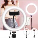 Кільцева LED лампа YQ-320B (30см) з утримувачем телефону для бьюті селфі зйомки Ring Light — фото 5