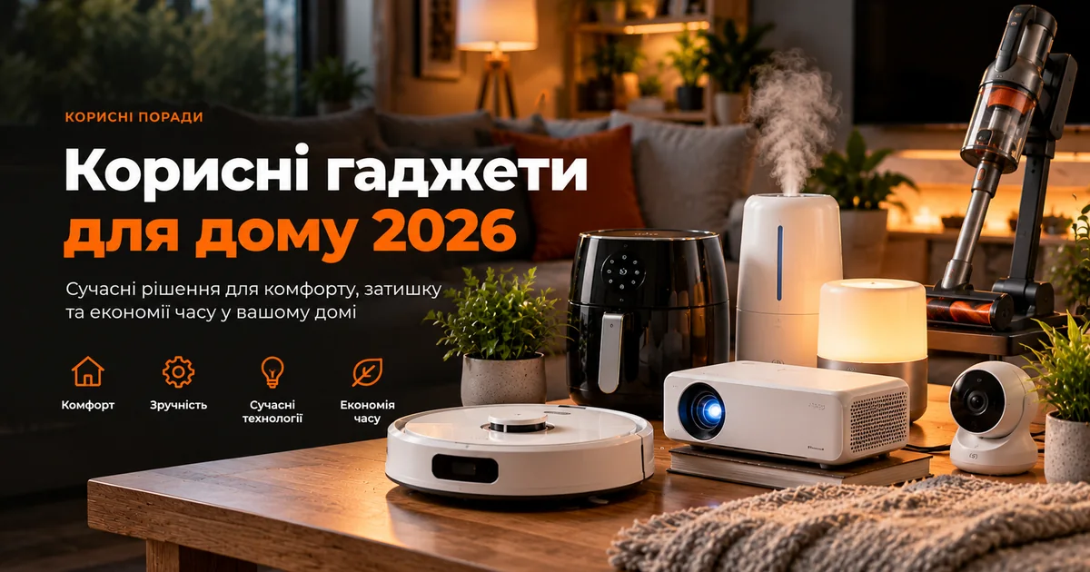 Корисні гаджети для дому 2026: проектор, робот-пилосос, зволожувач, камера