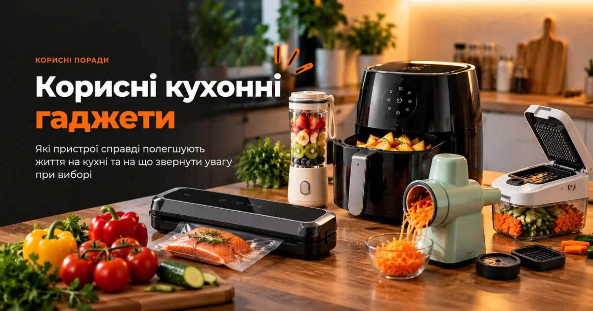 Корисні кухонні гаджети: аерогриль, вакууматор, блендер, овочерізка