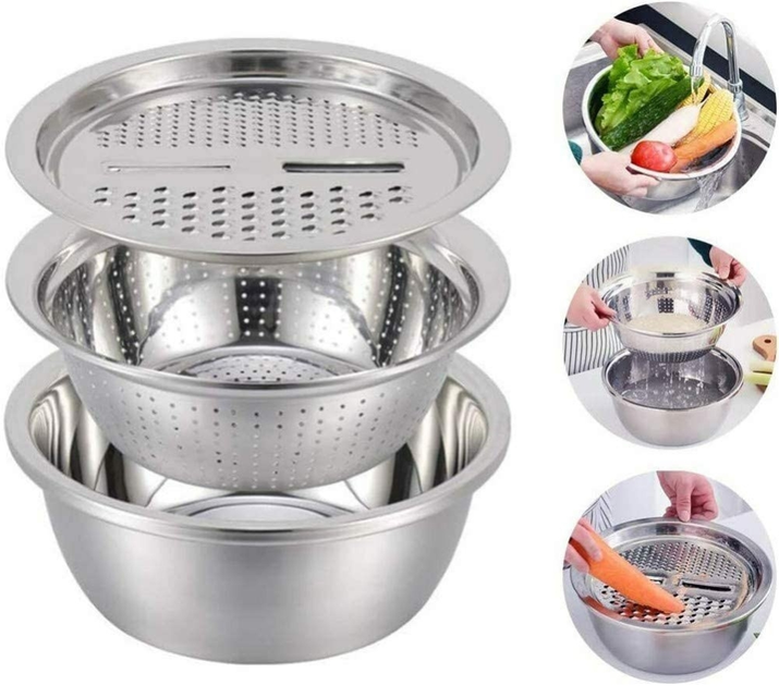 Багатофункціональний кухонний набір з нержавіючої сталі 3 в 1 Metal Basket Cutter