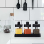 Набір контейнерів для зберігання приправ та спецій з ложкою Seasoning Bottle Set 3 відсіку по — фото 2