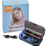 Навушники F9 TWS V5.0 Бездротові сенсорні Bluetooth з індикатором заряду чорні водонепроникні — фото 6