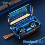 Навушники F9 TWS V5.0 Бездротові сенсорні Bluetooth з індикатором заряду чорні водонепроникні — фото 3