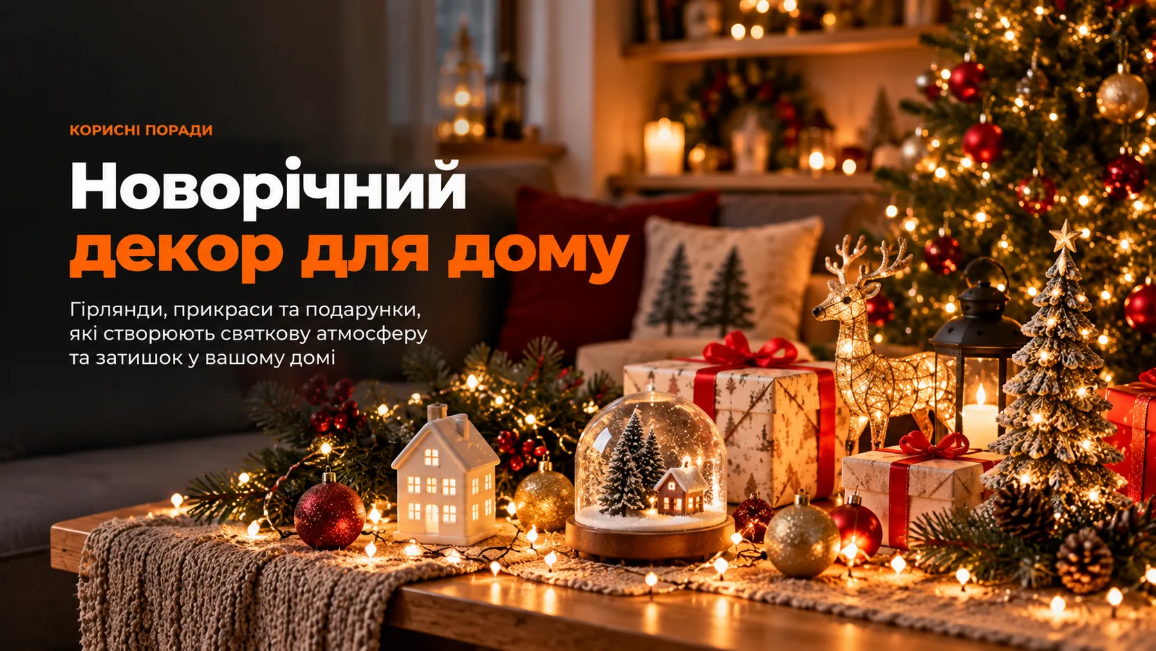 Новорічний декор для дому: гірлянди, прикраси та подарунки