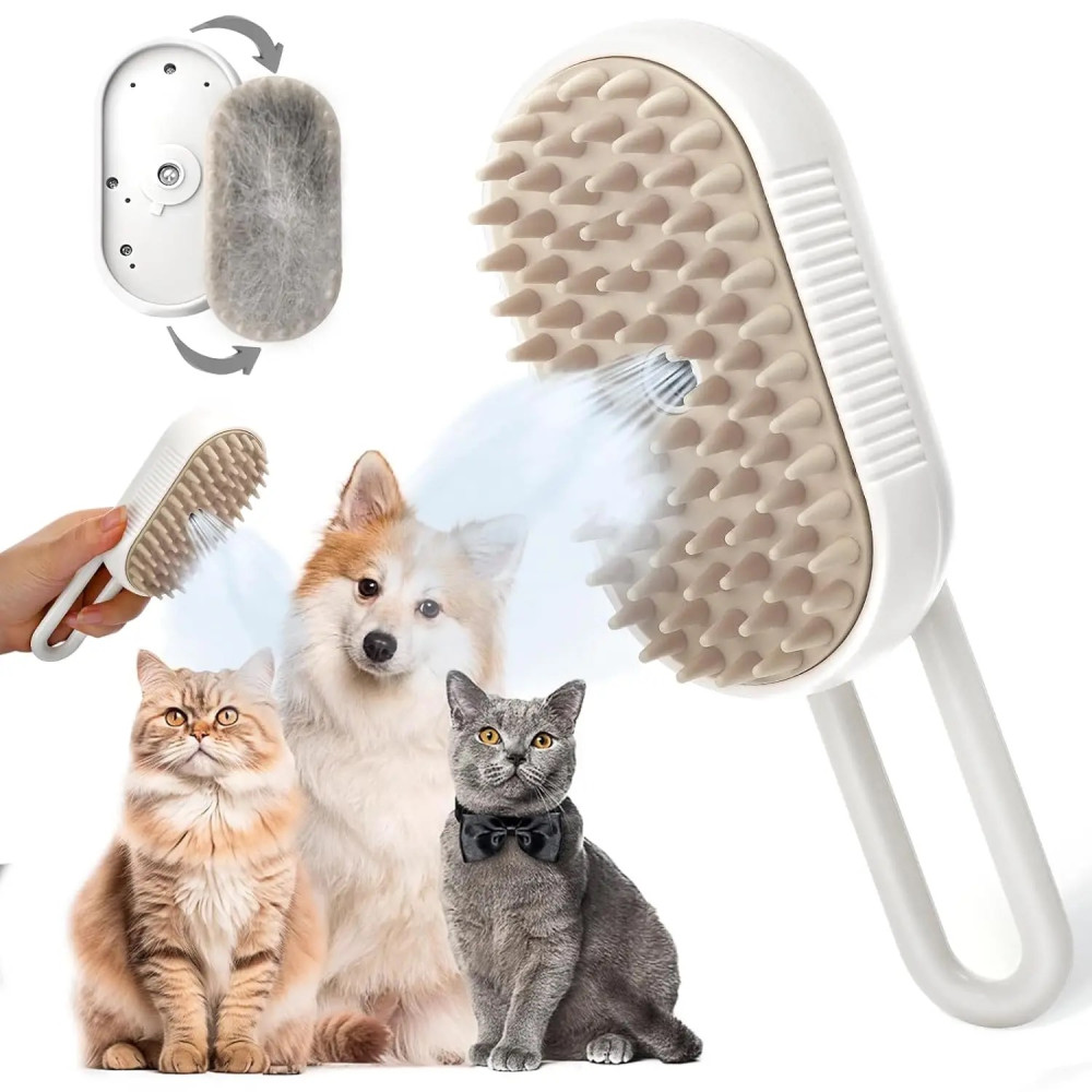 Парова щітка масажер спрей 3 в 1 PET SPRAY MASSAGE BRUSH для вичісування собак та кішок з