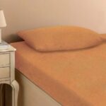 персикове Простирадло махрове на резинці з наволочками Anisa (220х240+30 см) — фото 4