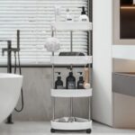 Кутовий стелаж для ванної кімнати 4 яруси, на коліщатках (85х28х22см),Corner storage rack