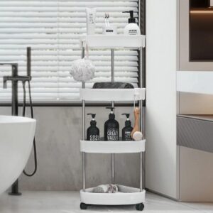 Кутовий стелаж для ванної кімнати 4 яруси, на коліщатках (85х28х22см),Corner storage rack