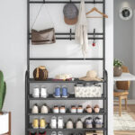 чорна Універсальна вішалка для одягу New simple floor clothes rack 5 полиць