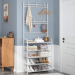 чорна Універсальна вішалка для одягу New simple floor clothes rack 5 полиць — фото 2
