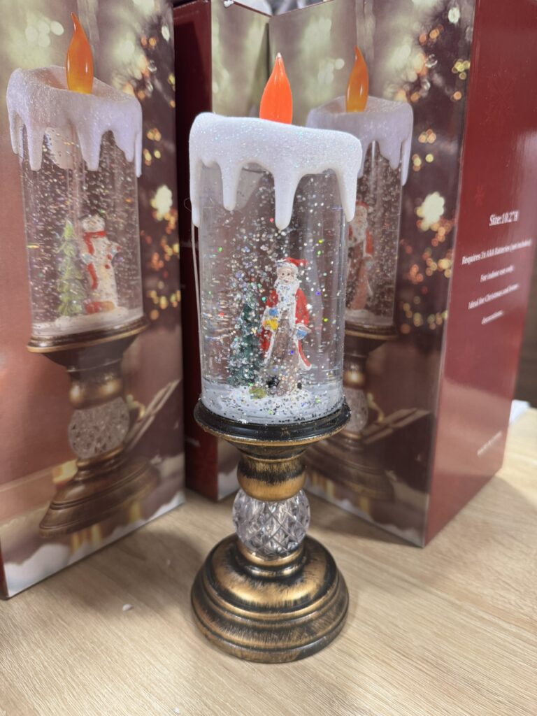 LED свічка Дід Мороз зі снігом 25 см
