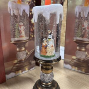 Діва-Марія Декоративна новорічна LED свічка зі снігом, 25см, від батарейок та USB