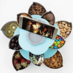Складна двоярусна цукерка SUNROZ Flower Candy Box, що обертається, для цукерок і фруктів — фото 2