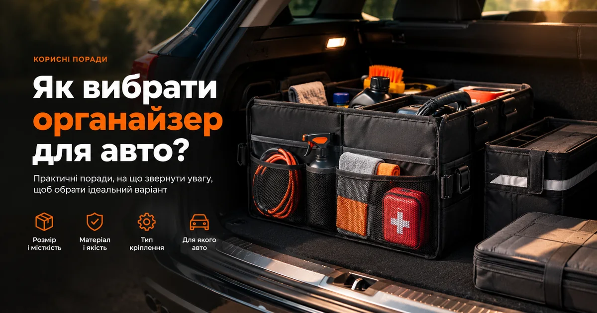 Органайзер для багажника авто з речами для поїздок