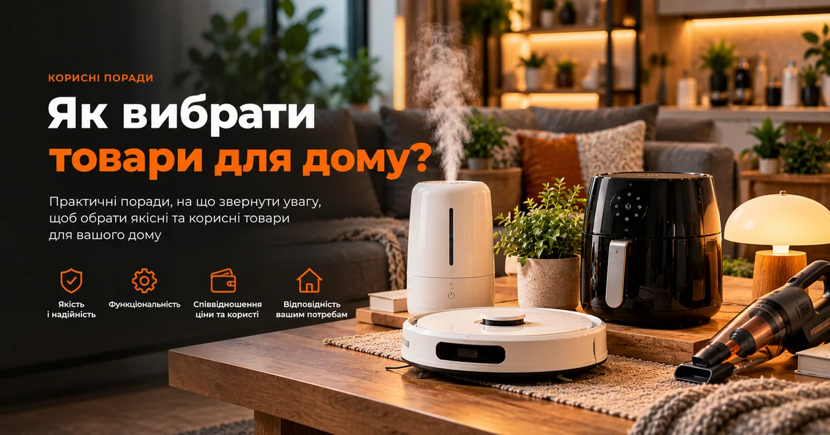 Як вибрати товари для дому: зволожувач, робот-пилосос, аерогриль
