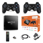 Ігрова андроїд ТВ приставка з Android TV + 2 джойстики M8PRO Mini ретро консоль PS1, Dendy