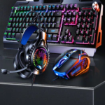 Ігровий комплект клавіатура та миша навушники килимок 4в1 Linmoni TF-400 Kit з RGB