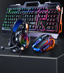 Ігровий комплект клавіатура та миша навушники килимок 4в1 Linmoni TF-400 Kit з RGB