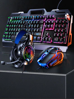 Ігровий комплект клавіатура та миша навушники килимок 4в1 Linmoni TF-400 Kit з RGB
